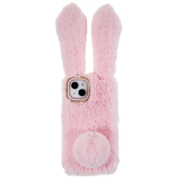Fluffy Rabbit iPhone 14 skal - Rosa Rosa
