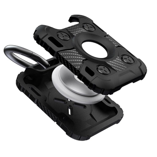 AirTags armor style TPU cover with ring buckle - Black Svart