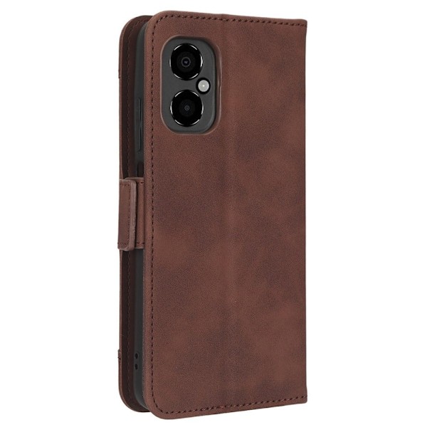 Stilfuldt Læder Etui med Pung til Xiaomi Poco M4 5G - Brun Brown