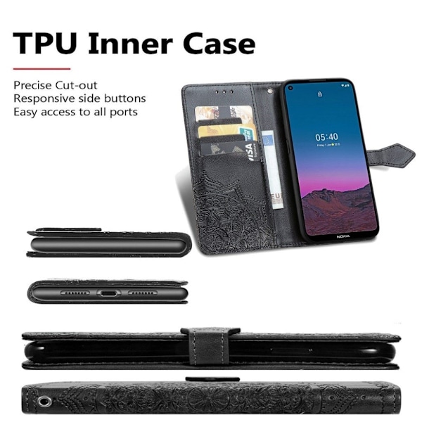 Mandala Nokia 5.4 Flip Etui - Sort Black