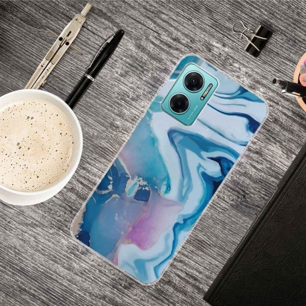 Marble design Xiaomi Redmi Note 11E cover - Blåt Stænk Blue