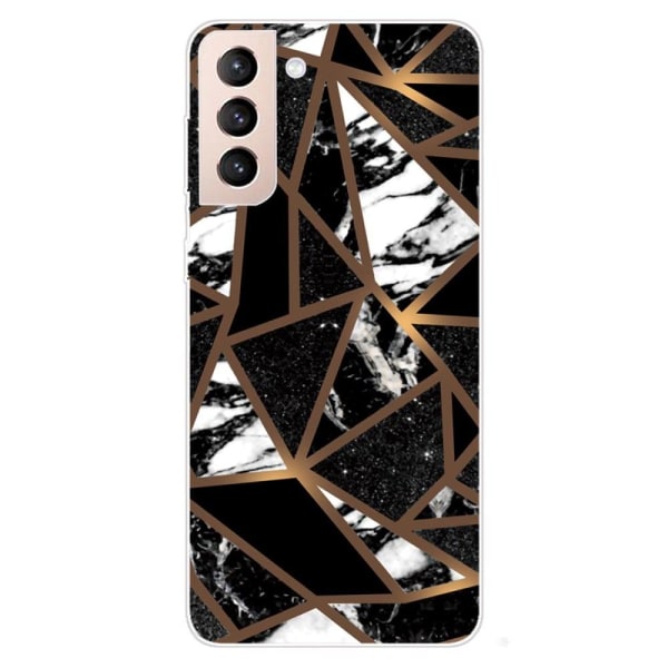 Marble design Samsung Galaxy S22 cover - Sorte Flisefragmenter Black