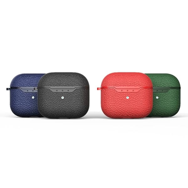 AirPods 3 etui med litchi-tekstur og nøglering - Blå Blue