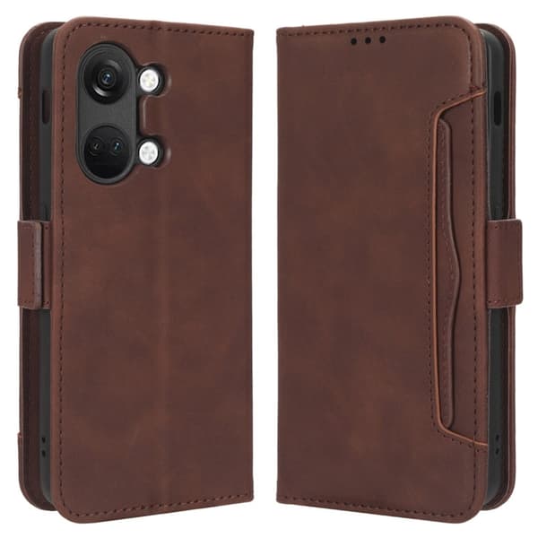Stilfuldt Læder Etui med Pung til OnePlus Ace 2v - Brun Brown