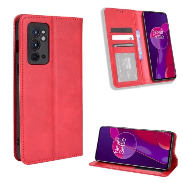 Bofink Vintage OnePlus 9RT 5G Læder Etui - Rød Red