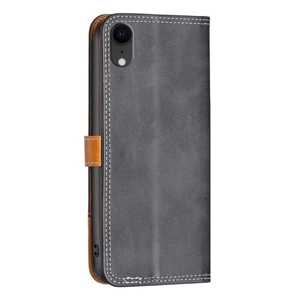 BINFEN tofarget læretui for iPhone Xr - Svart Black