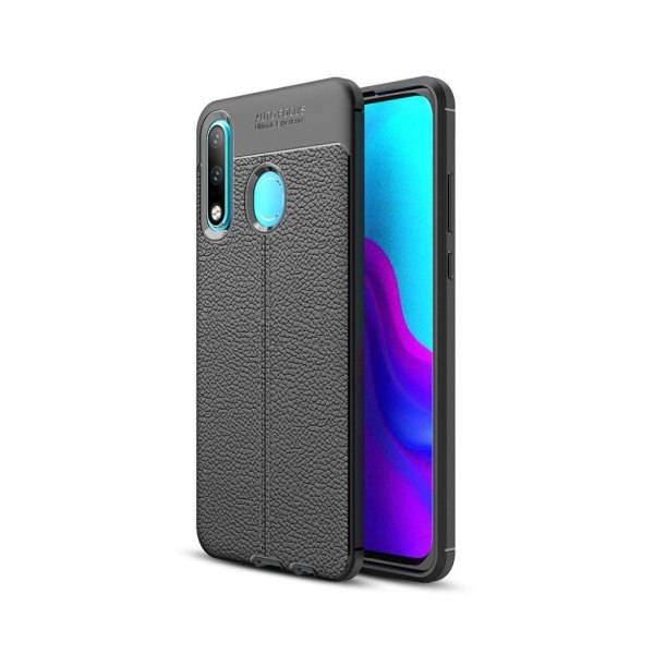 Huawei P30 Lite litchi blødt etui - Sort Black