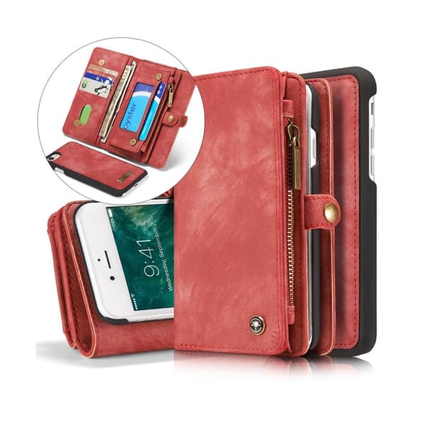 CaseMe iPhone 8 / iPhone 7 2-i-1 etui med pung - Rød Red