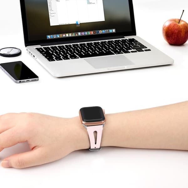 Apple Watch (45 mm) urrem af ægte okselæder i øverste lag - Lyserød Pink
