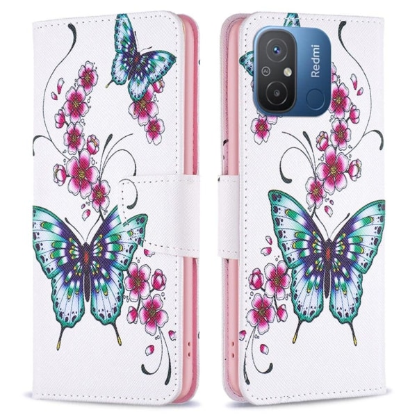 Wonderland Xiaomi Redmi 12C Flip Fodral - Persika Blossom och Fj Rosa