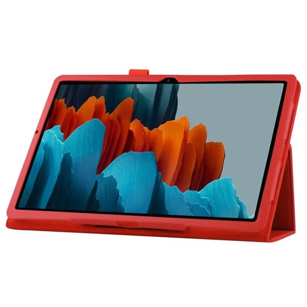 Samsung Galaxy Tab S7 Plus litchi läder flip fodral - röd Röd