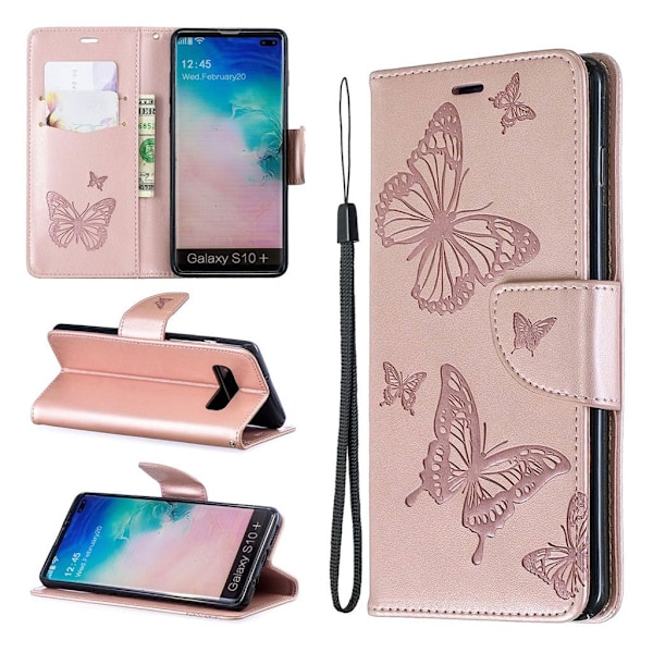 Butterfly läder Samsung Galaxy S10 Plus fodral - Guld Guld