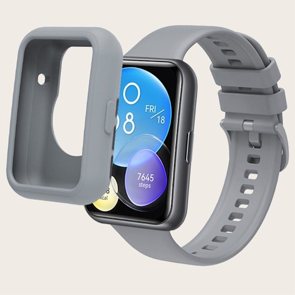 Huawei Watch Fit 2 silikoneurrem med cover - Grå Silver grey
