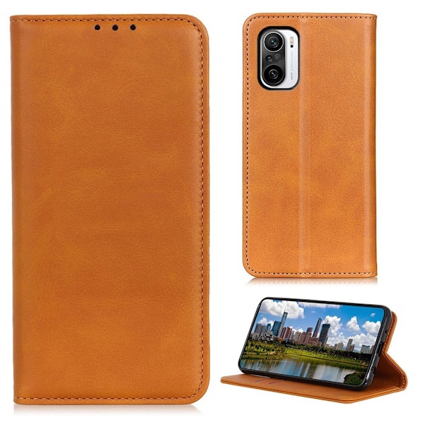 Äkta läder Xiaomi Mi 11i / Xiaomi Poco F3 / Xiaomi Redmi K40 / Xiaomi Redmi K40 Pro / Xiaomi Redmi K40 Pro Plus fodral - Brun Brun