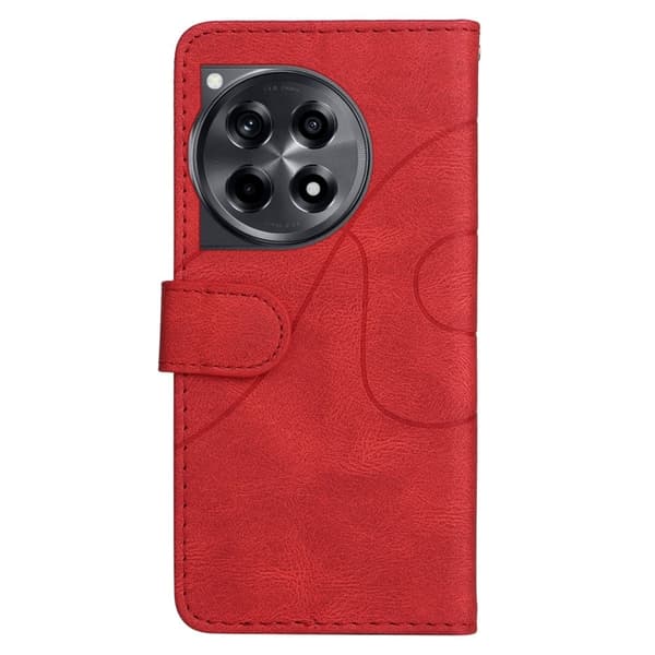 Teksturert læretui med stropp for OnePlus 12R / OnePlus Ace 3 - Rød Red