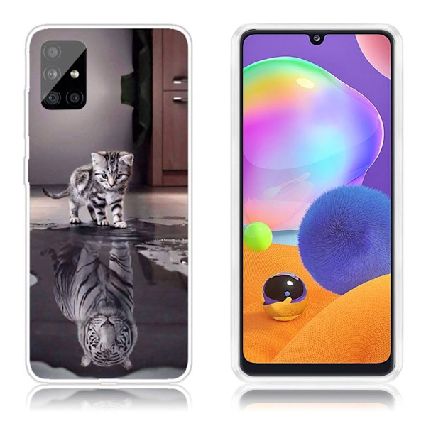 Deco Samsung Galaxy A31 kuoret - Kissa ja heijastus Multicolor