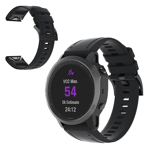Garmin Fenix 6S silikon klockarmband - svart Svart