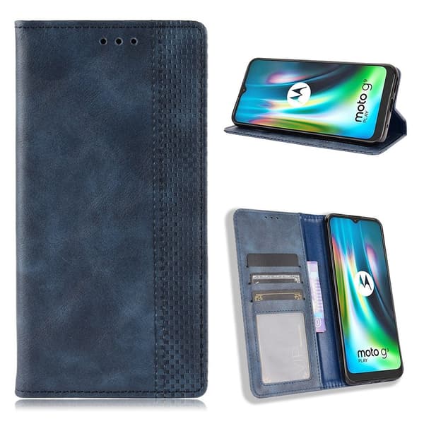 Bofink Vintage Motorola Moto E7 Plus Læder Etui - Blå Blue
