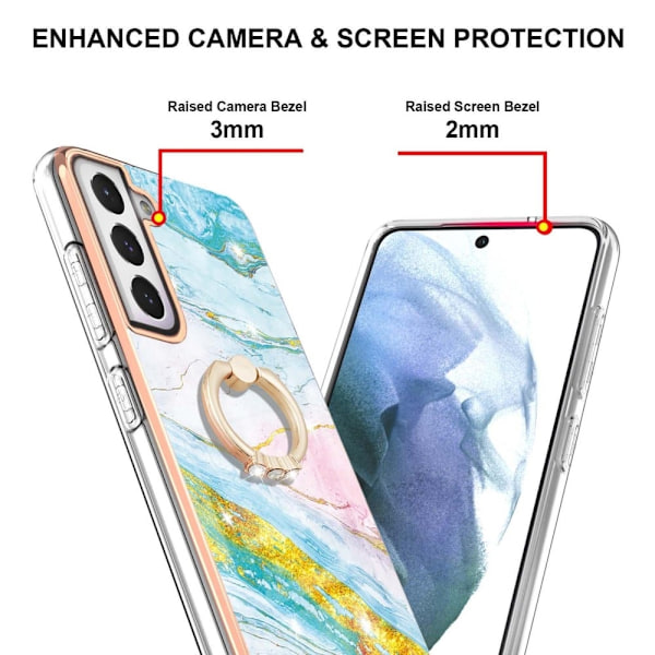 Marmormotiv Samsung Galaxy S21 FE skal - Grön Och Gul Marmor Dis multifärg