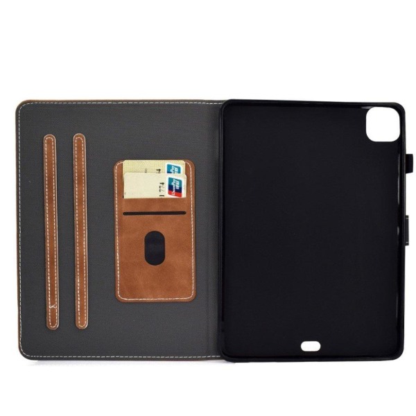 Solid Color Card Slots Stand Flip Leather Protective Shell iPad Brown