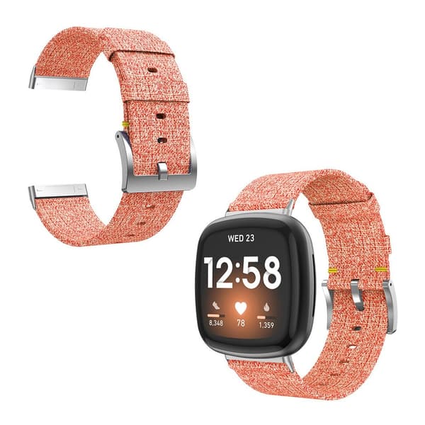 Fitbit Sense / Versa 3 denim vævet rem - orange Orange