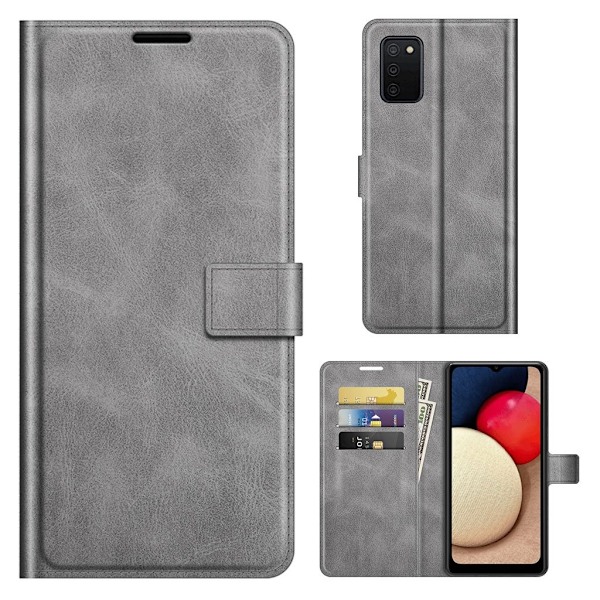 Lompakko Nahkakotelo For Samsung Galaxy A03s - Harmaa Silver grey