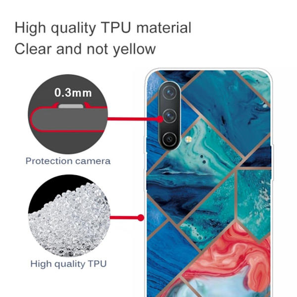 Marmormotiv OnePlus Nord CE 5G skal - Blå Och Orange Marmor multifärg