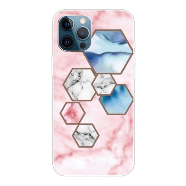 Marble design iPhone 12 Pro Max cover - Sekskantet Fragmentmarmo Multicolor