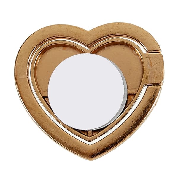 Hjerteformet rhinestone smarttelefonringholder i speilstil - Gull Gold