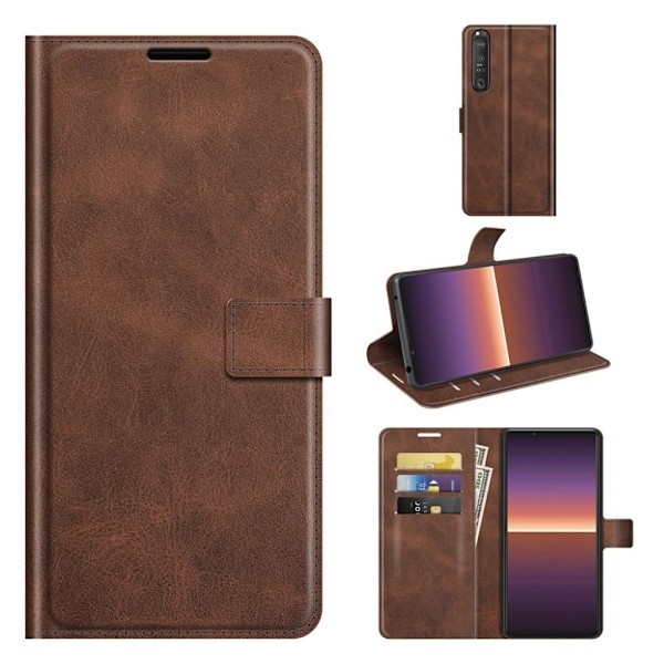 Wallet-style Læder Etui til Sony Xperia 1 Iii - Kaffe Brown