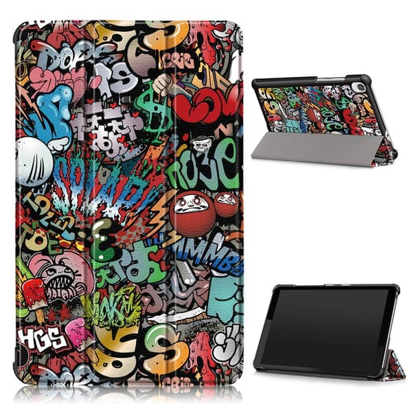 Lenovo Tab M8 tri-fold mønster læder flip case - Tegneseriegraffiti Multicolor