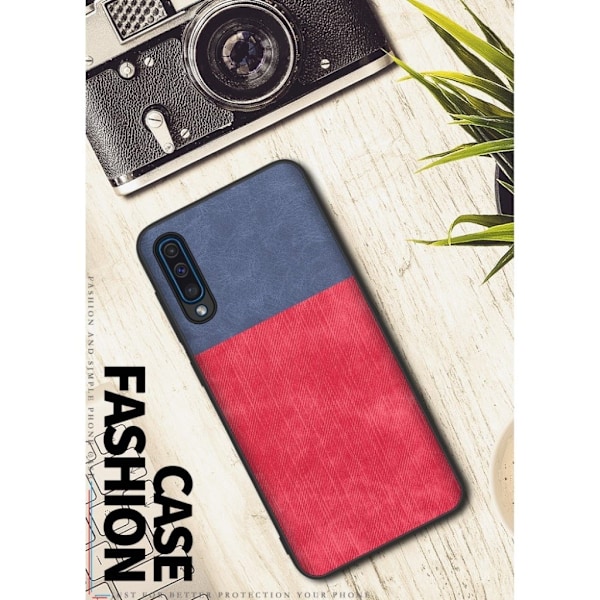 Jeans Samsung Galaxy A50 flip case - Sininen / Punainen Multicolor