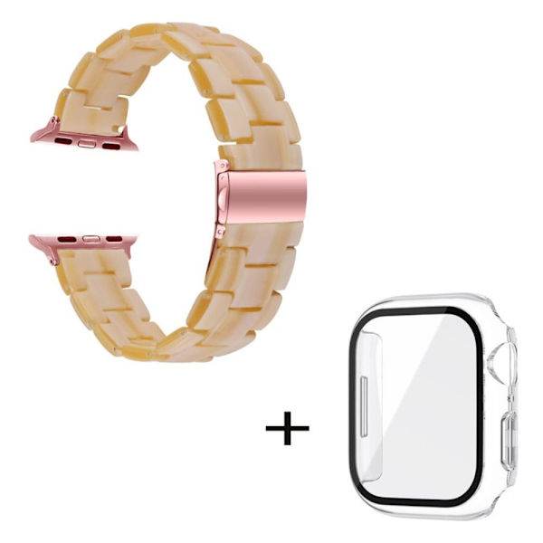 Apple Watch SE 2022 (40mm) 3 helmen hartsityylinen kelloranneke kirkkaalla suojuksella - Norsunluunvalkoinen White