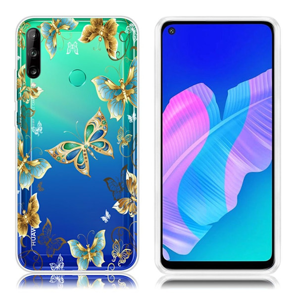 Deco Huawei P40 Lite E Cover - Guld Sommerfugl Multicolor