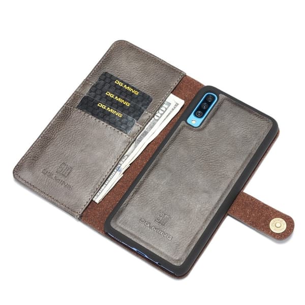 DG.MING Samsung Galaxy A70 2-i-1 Wallet Etui - Grå Silver grey