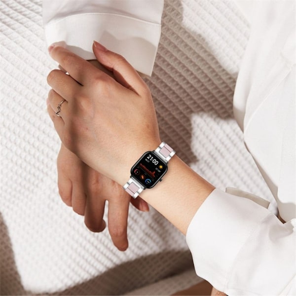Pebble 2 / SE 2 / Time Round Large snyggt klockarmband i harts - Silver / Rosa Rosa