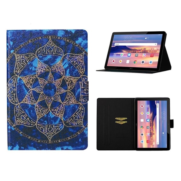 Huawei MediaPad T3 10 flipomslag i læder med cool mønster - Malandablomst Multicolor