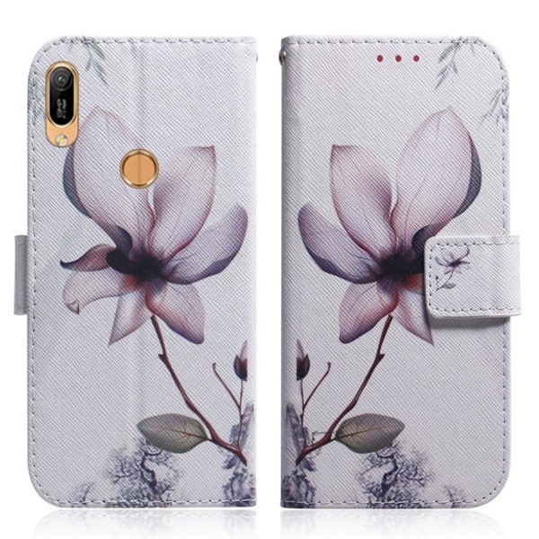 Huawei Y6 2019 konstläderfodral med motiv - Vacker blomma Lila