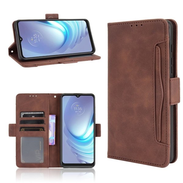 Modern-styled Læder Pung Etui til Motorola Moto G50 - Brun Brown