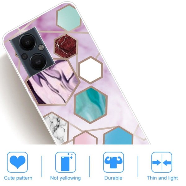 Marble OnePlus Nord N20 5G Etui - Sekskant Fragmenter i Lilla Multicolor
