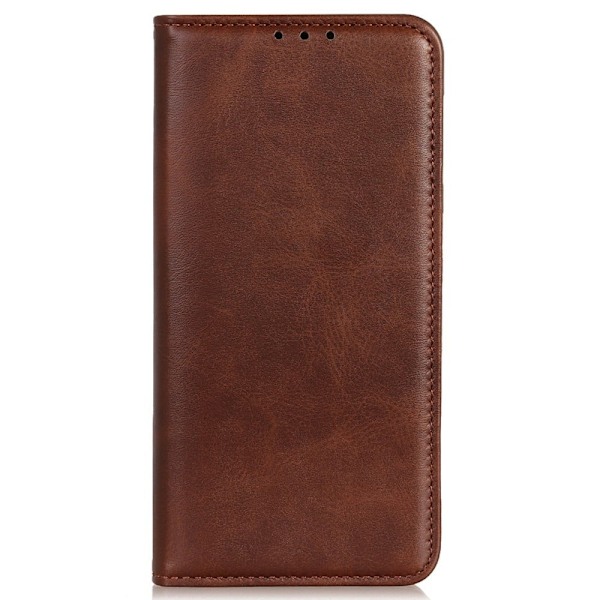 iPhone 14 Pro Max flip etui i ægte læder med pung – Brun Brown