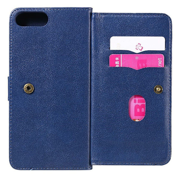 iPhone 7 Plus / iPhone 6 Plus / 6S Plus fodral med 10 fickor - Blå Blå