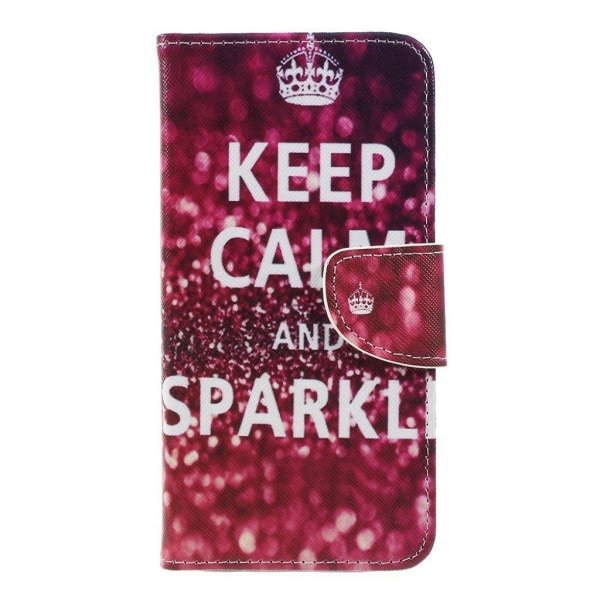 Samsung Galaxy A7 (2018) mobiletui i kunstlæder med Cross tekstur og pung - "Keep Calm And Sparkle" Multicolor