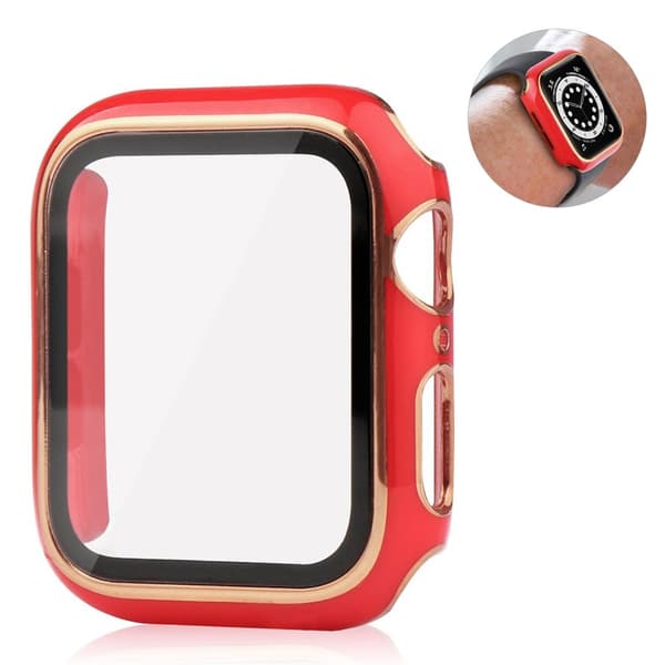 Apple Watch 40mm unique style cover + tempered glass screen protector - Red / Gold Röd