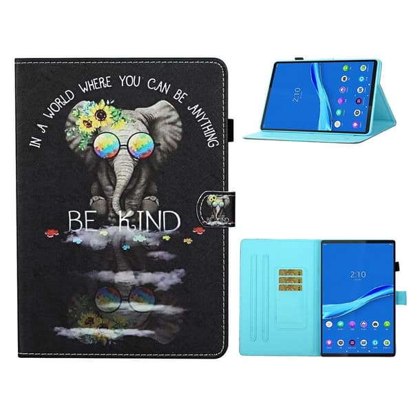 Lenovo Tab M10 / M10 FHD Plus Vibrant Mønster Læder Etui - Elefant Multicolor