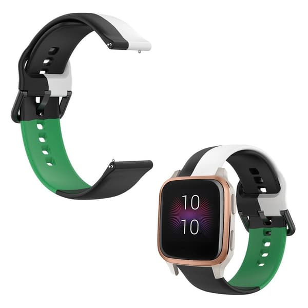 20 mm trefarvet silikoneurrem til Garmin-ur - Sort / Hvid / Grøn Multicolor