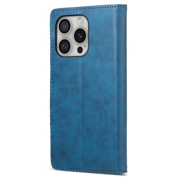DF-05 iPhone 16 Pro plånboksfodral RFID-blockerande mobilskal i veganläder - Blå Blå