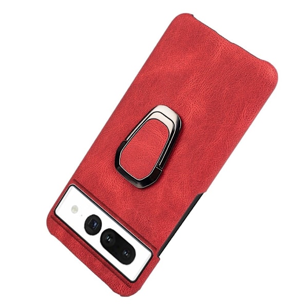 Stötsäkert läderfodral med oval kickstand för Google Pixel 7 Pro - Röd Röd