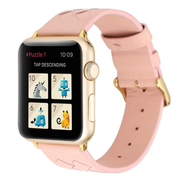 Apple Watch Series 4 40mm vævet ægte læder Urrem - Lyserød Pink