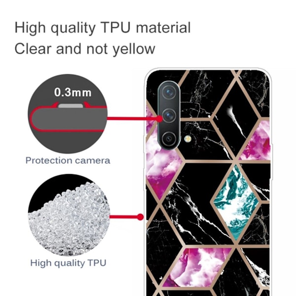 Marble OnePlus Nord CE 5G Suojakotelo - Tile Of Black / Syaani / Rose Multicolor